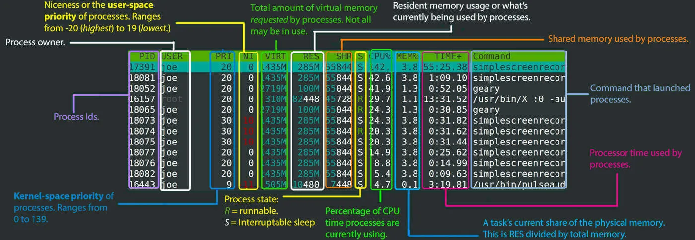 htop-process-list